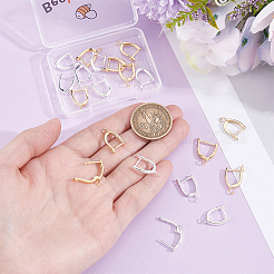 20Pcs 2 Colors Rack Plating Eco-friendly Brass Hoop Earring Findings with Latch Back Closure&nbsp;KK-BBC0027-50