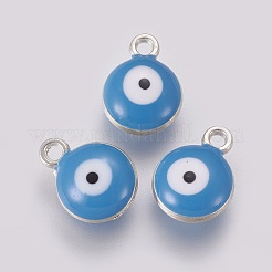 Double-sided Platinum Plated Alloy Enamel Charms&nbsp;LS-ENAM-WH0046-B05