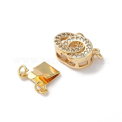 Rack Plating Brass Micro Pave Clear Cubic Zirconia Box Clasps&nbsp;KK-E073-02G