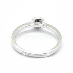 Anti-Tarnish Rhodium Plated 925 Sterling Silver Finger Design Ring Mounts Fittings with Pearl Seat&nbsp;STER-E060-15P