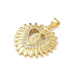 Brass Micro Pave Clear Cubic Zirconia Pendants&nbsp;KK-P350-18G-03