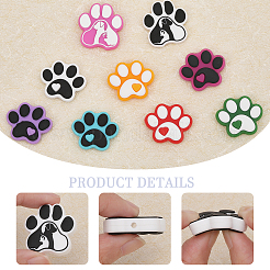 9Pcs 9 Style Dog Paw Print Food Grade Eco-Friendly Silicone Focal Beads&nbsp;SIL-CA0002-80