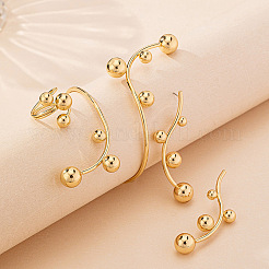 Iron Round Beaded Stud Earrings & Cuff Bangles & Rings Sets&nbsp;FS-WGB12A8-01