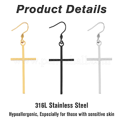 3Pcs 3 Colors Stainless Steel Dangle Earrings&nbsp;EJEW-FI0003-04
