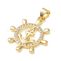 Brass Micro Pave Clear Cubic Zirconia Pendants&nbsp;KK-CBA0009-05G