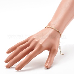 Brass Inlaid Clear Cubic Zirconia Link Chain Bracelets&nbsp;BJEW-JB06418