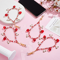 4Pcs Glass & Acrylic Mobile Straps&nbsp;HJEW-HY00119