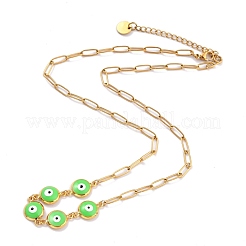 Brass Enamel Evil Eye Link Chain Necklaces&nbsp;NJEW-P256-02