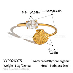 304 Stainless Steel Pave Cubic Zirconia Cuff Open Rings for Women&nbsp;VD5322-2