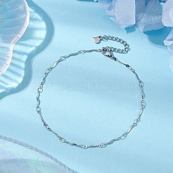 304 Stainless Steel Wave Bar Link Chains Anklets for Women&nbsp;AJEW-AN00627