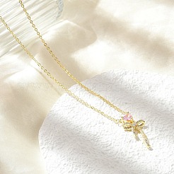 Brass Micro Pave Cubic Zirconia Pendant Necklaces&nbsp;NJEW-S441-03C-G