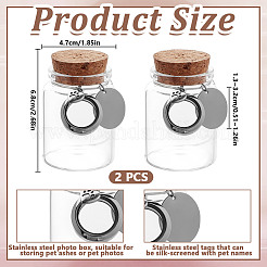 2Pcs Transparent Glass Empty Bottles with Alloy Heart Paw Print Charms and Locket Charms&nbsp;AJEW-DR00039