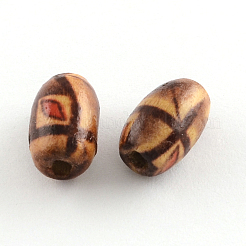 Printed Natural Wood Beads&nbsp;WOOD-R247-M