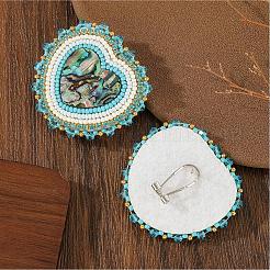 Bohemian Handmade Glass Seed Beads Heart Shape Stud Earrings&nbsp;PG9083