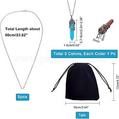 DIY 5Pcs Gemstone Pointed Pendant Making Kits&nbsp;DIY-NB0005-08