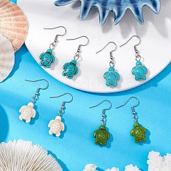 Synthetic Howlite & Turquoise Dangle Earrings&nbsp;EJEW-JE06166