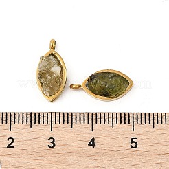 Natural Mixed Stone Chip 304 Stainless Steel Horse Eye Pendants&nbsp;KK-P300-13G