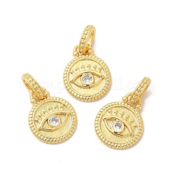 Rack Plating Brass Pave Clear Cubic Zirconia European Dangle Charms&nbsp;KK-B068-25G