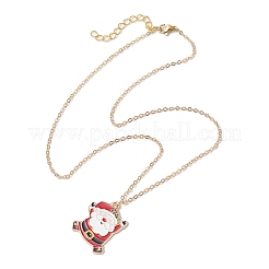 3Pcs 3 Styles Christmas Bell Socking Santa Claus Alloy Enamel Pendant Necklaces for Women&nbsp;NJEW-JN05130-01