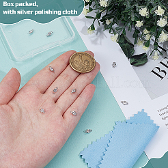 10Pcs 925 Sterling Silver Pave Clear Cubic Zirconia Flat Round Links Connector Charms&nbsp;STER-BC0004-22P