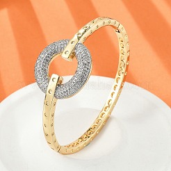 Brass Micro Pave Clear Cubic Zirconia Hinged Bangles for Women&nbsp;BJEW-K274-03G
