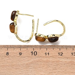 Valentine's Day Heart Natural Tiger Eye Stud Earrings&nbsp;EJEW-T053-01G-11