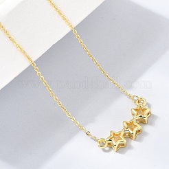 Brass Glass Triple Star Pendant Necklaces&nbsp;KK-CBAB173-03G-01
