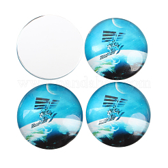 Starry Sky Printed Glass Half Round/Dome Cabochons&nbsp;GGLA-N004-12mm-D