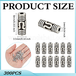 300Pcs Column Tibetan Silver Tube Beads&nbsp;TIBE-ME0001-17