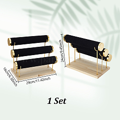 3-Tier T Bar Velvet Metal Bracelet Display Stands&nbsp;AJEW-WH0816-129G-B