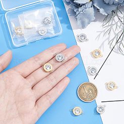 12Pcs 2 Colors 304 Stainless Steel Clear Cubic Zirconia Connector Charms&nbsp;STAS-UN0037-33