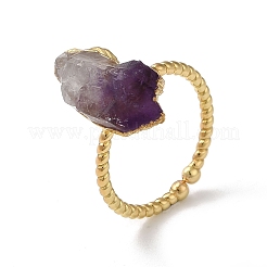 Natural Amethyst Nuggets Open Cuff Rings&nbsp;RJEW-M155-01G