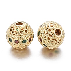 Brass Micro Pave Cubic Zirconia Beads&nbsp;KK-K244-19G