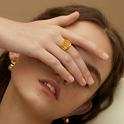 4Pcs 2 Colors Stainless Steel Geometry Cuff Rings for Women&nbsp;RJEW-GO0001-22