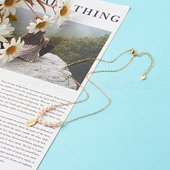 Oval with Virgin Mary & Natural Pearl Beads Pendant Necklaces&nbsp;NJEW-JN03625-01