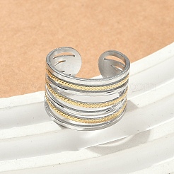 304 Stainless Steel Double Color Cuff Rings&nbsp;RJEW-S635-01GP-B