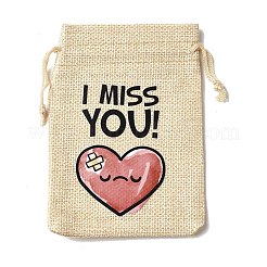 12Pcs 12 Styles Valentine's Day Printed Rectangle Burlap Cloth Packing Pouches&nbsp;ABAG-U006-02A