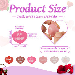 30Pcs 6 Colors Valentine's Day Opaque Acrylic Pendants&nbsp;SACR-BT0001-03