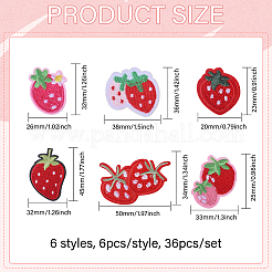 36Pcs 6 Styles Strawberry Computerized Embroidery Cloth Self Adhesive Patches&nbsp;PATC-FG0002-42