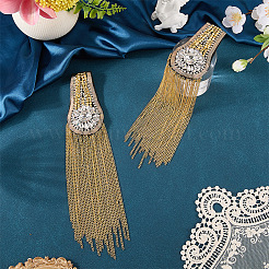 2Pcs Felt & Iron & Rhinestone Tassel Epaulette&nbsp;AJEW-CN0007-74C-G