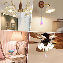 6Pcs Teardrop Glass Charms Ceiling Fan Pull Chain Extenders&nbsp;HJEW-CP00052