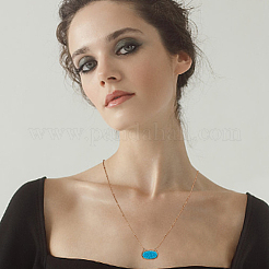 6Pcs 6 Colors Simulated Druzy Resin Oval Pendant Necklaces Set with Alloy Satellite Chains&nbsp;NJEW-AN0001-59