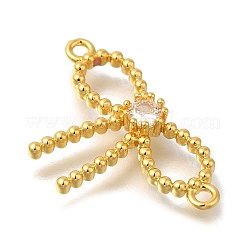 Rack Plating Brass Pave Clear Cubic Zirconia Bowknot Connector Charms&nbsp;KK-I716-29G