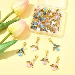 32Pcs 4 Styles Acrylic & Alloy Heart Angel Pendant Decorations&nbsp;HJEW-FS00040-04