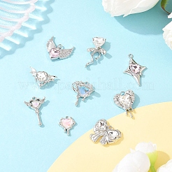 9Pcs 9 Styles Alloy Glass Pendants&nbsp;FIND-YW0009-22