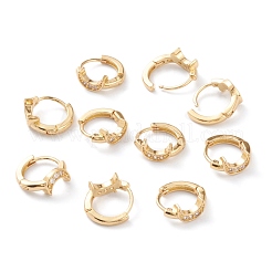 Brass Micro Pave Clear Cubic Zirconia Huggie Hoop Earrings&nbsp;EJEW-H109-07G