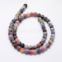 Frosted Natural Weathered Agate Beads Strands&nbsp;G-F367-6mm-07