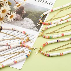 Cross & Mixed Letters Pendant Necklace Sets&nbsp;NJEW-JN03505