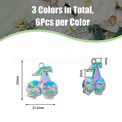 18Pcs 3 Colors Ion Plating(IP) 304 Stainless Steel Pendants&nbsp;STAS-DC0014-08