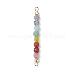 Natural Agate & Carnelian & Green Aventurinee & Aquamarine & Amethyst Faceted Round Beaded Chakra Connector Charms&nbsp;PALLOY-JF03455